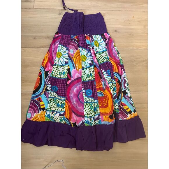 NWT Junglee Billee Boho Lightweight Cotton Strapless Skirt India One Size - Picture 2 of 3